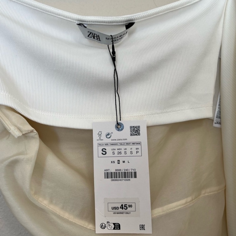 ZARA DRAPED OVERLAY TOP BEIGE - Picture 9 of 9